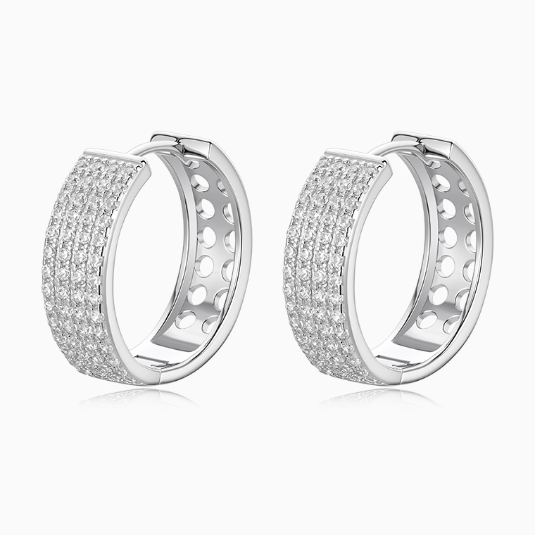 Shining Star Jewelry Fashion Trend 925 Silver Moissanite Huggies Earrings Women