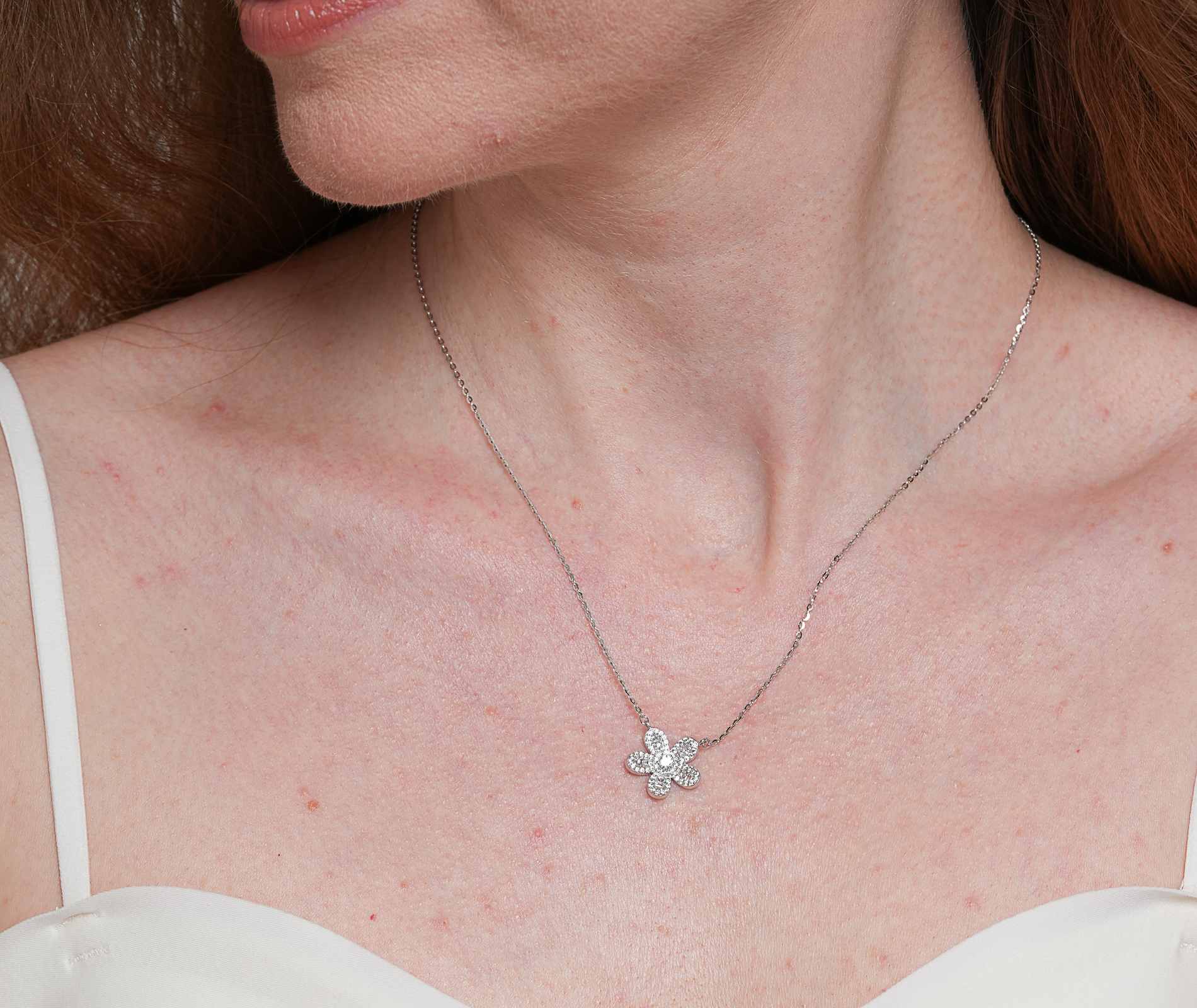 Shining Star Jewelry Adjustable Exquisite Diamond Flower Pendant Fine Necklace Shining Star Jewelry Adjustable Exquisite Diamond Flower Pendant Fine Necklace