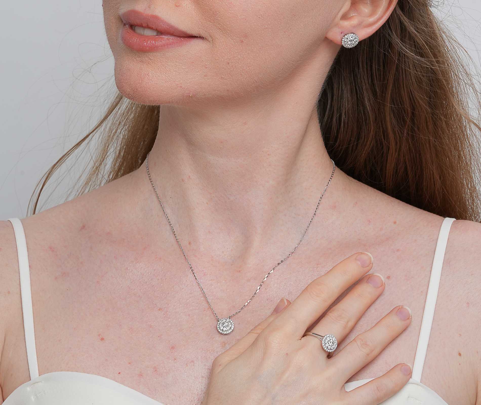 Shining Star Jewelry 925 Sterling Silver Necklace Earrings Ring Jewelry Set Shining Star Jewelry 925 Sterling Silver Necklace Earrings Ring Jewelry Set