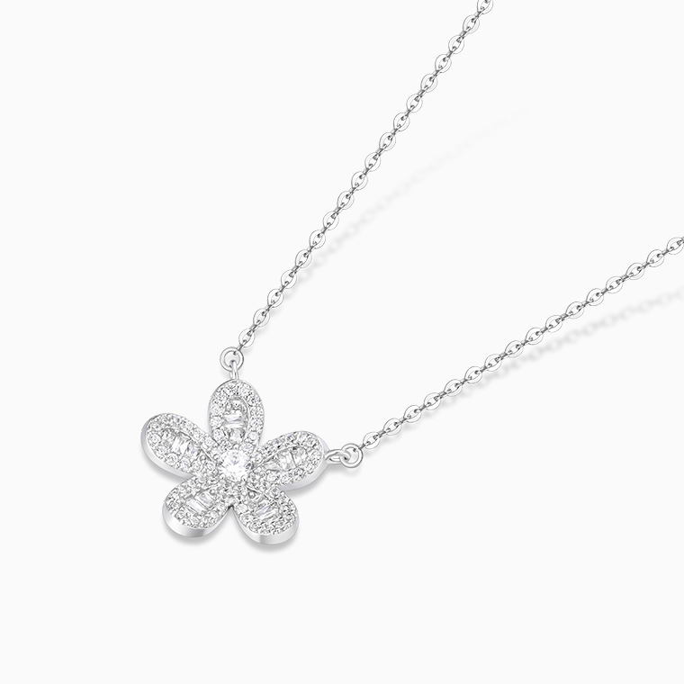 Shining Star Jewelry Adjustable Exquisite Diamond Flower Pendant Fine Necklace Shining Star Jewelry Adjustable Exquisite Diamond Flower Pendant Fine Necklace