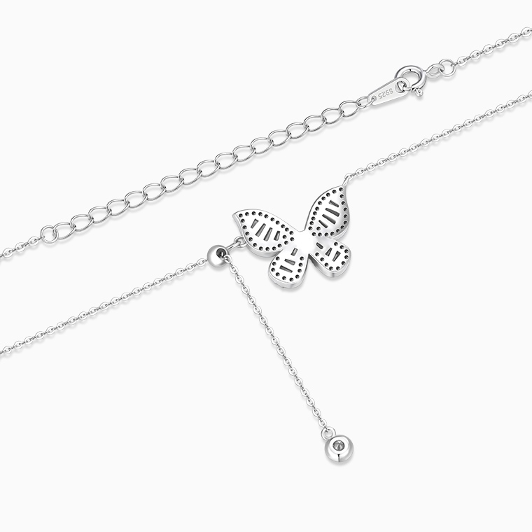 Shining Star Jewelry Adjustable Iced Baguette Moissanite Butterfly Fine Necklace Shining Star Jewelry Adjustable Iced Baguette Moissanite Butterfly Fine Necklace