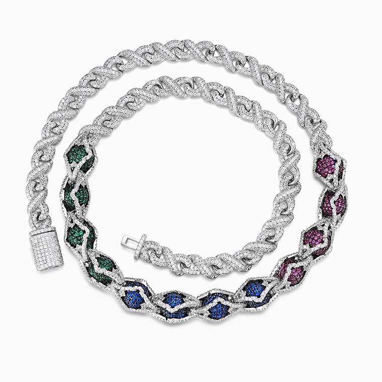 Shining Star Jewelry New Design Fashion Colored Diamond Beads Infinity Necklace Shining Star Jewelry New Design Fashion Colored Diamond Beads Infinity Necklace