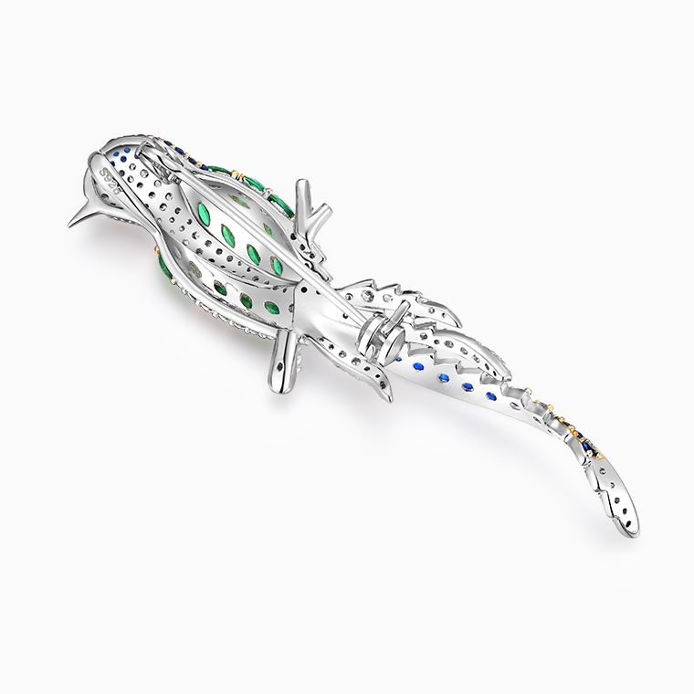 Shining Star Jewelry Elegant Style Women's 925 Silver Emerald Zircon Bird Brooch Shining Star Jewelry Elegant Style Women's 925 Silver Emerald Zircon Bird Brooch