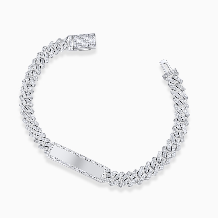 Shining Star Jewelry Personalized Custom Logo Moissanite Silver Cuban Bracelet