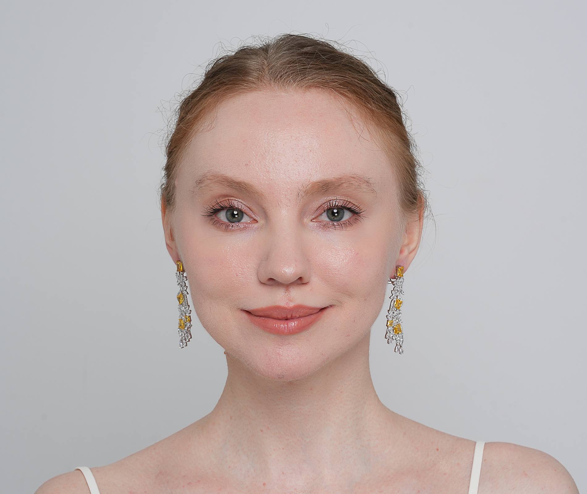 Shining Star Jewelry Luxury Yellow Zircon Iced Out Tassels Dangle Earrings Women