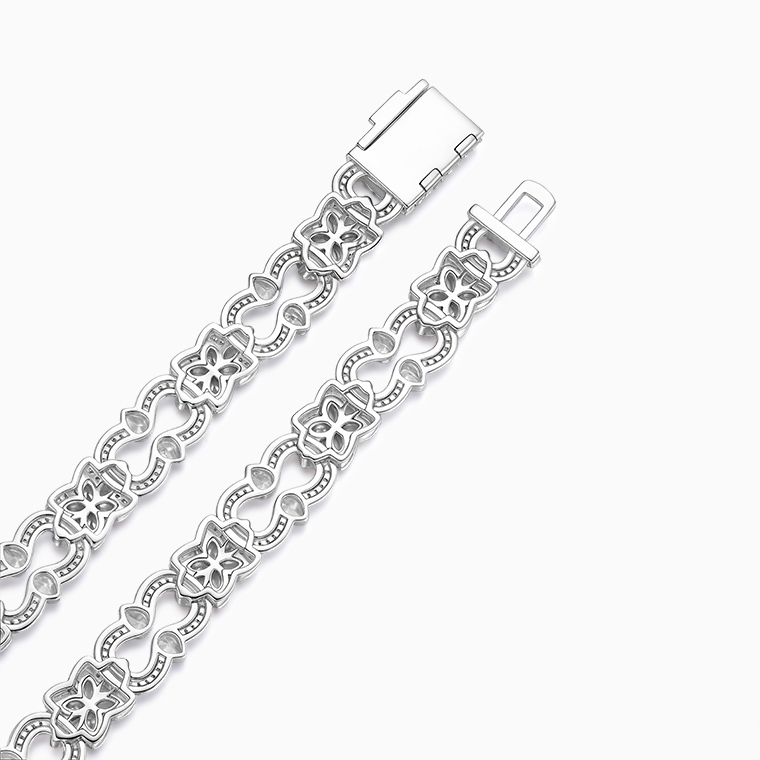 Shining Star Jewelry Unique Design Infinity Chain Moissanite Flowers Necklace