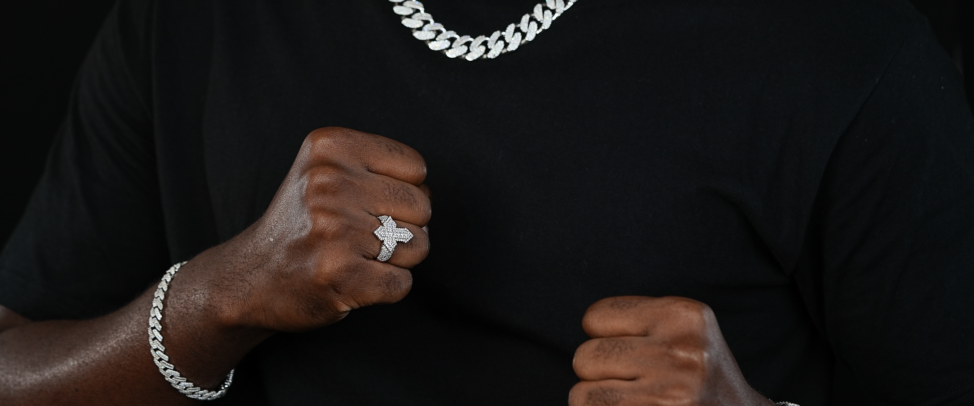 Shining Star Jewelry Hip Hop Punk Style Moissanite Round 925 Silver Cross Ring