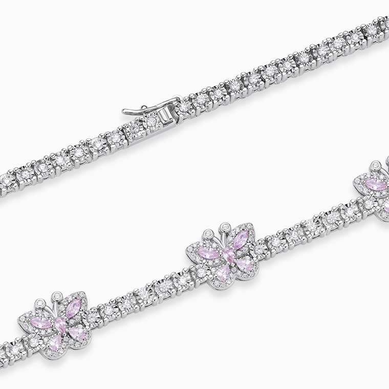 Shining Star Jewelry Women's Moissanite Colored Zircon Butterfly Tennis Necklace Shining Star Jewelry Women's Moissanite Colored Zircon Butterfly Tennis Necklace