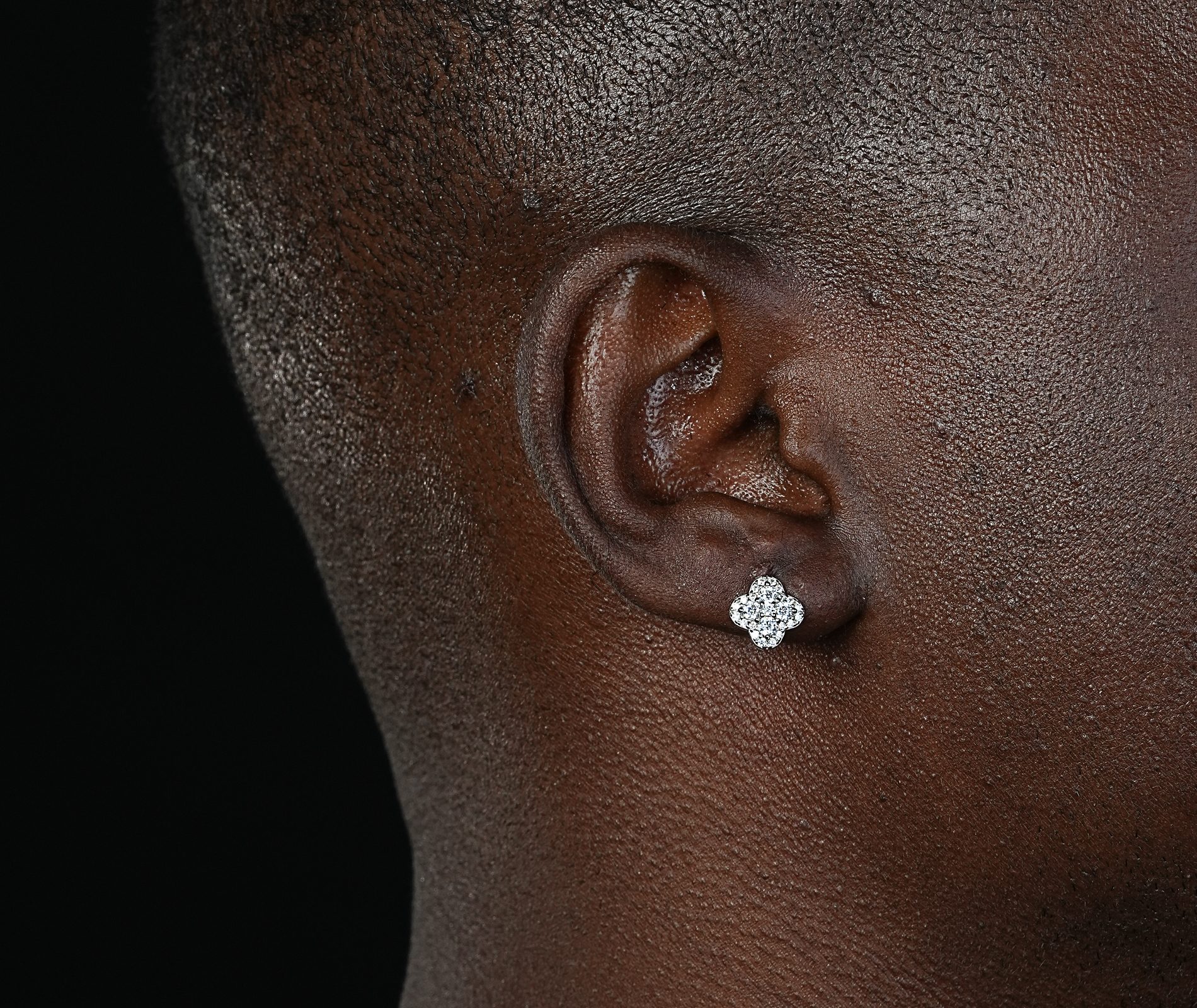 Shining Star Jewelry Men Iced Out Moissanite Flower Shape Cluster Earrings