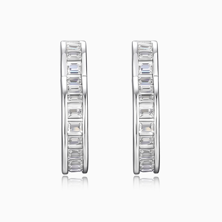 Shining Star Jewelry Unique Design Baguette Diamond CZ Women Heart Stud Earrings