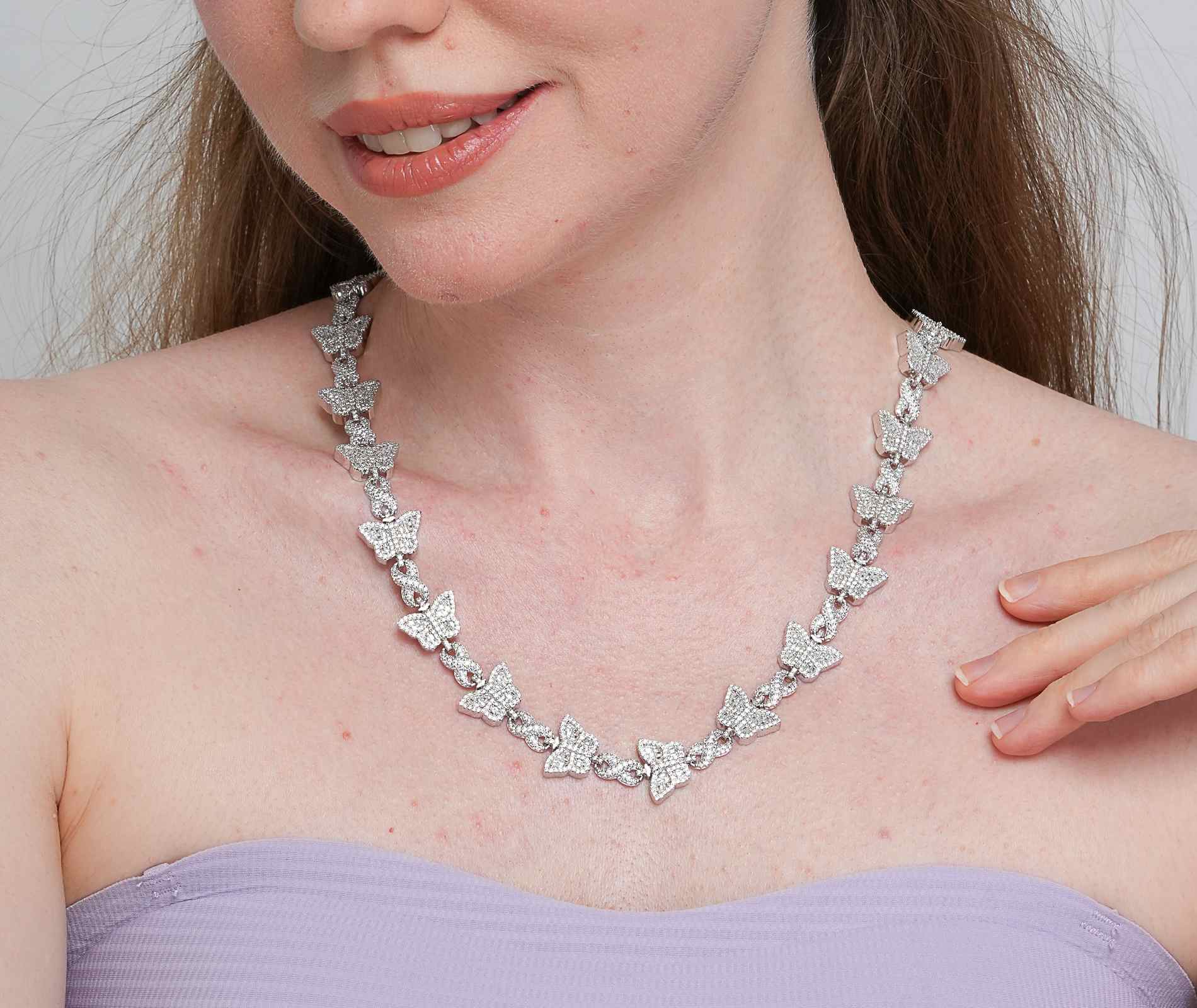 Shining Star Jewelry New Design Moissanite Infinity Link Chain Butterfly Necklace Shining Star Jewelry New Design Moissanite Infinity Link Chain Butterfly Necklace
