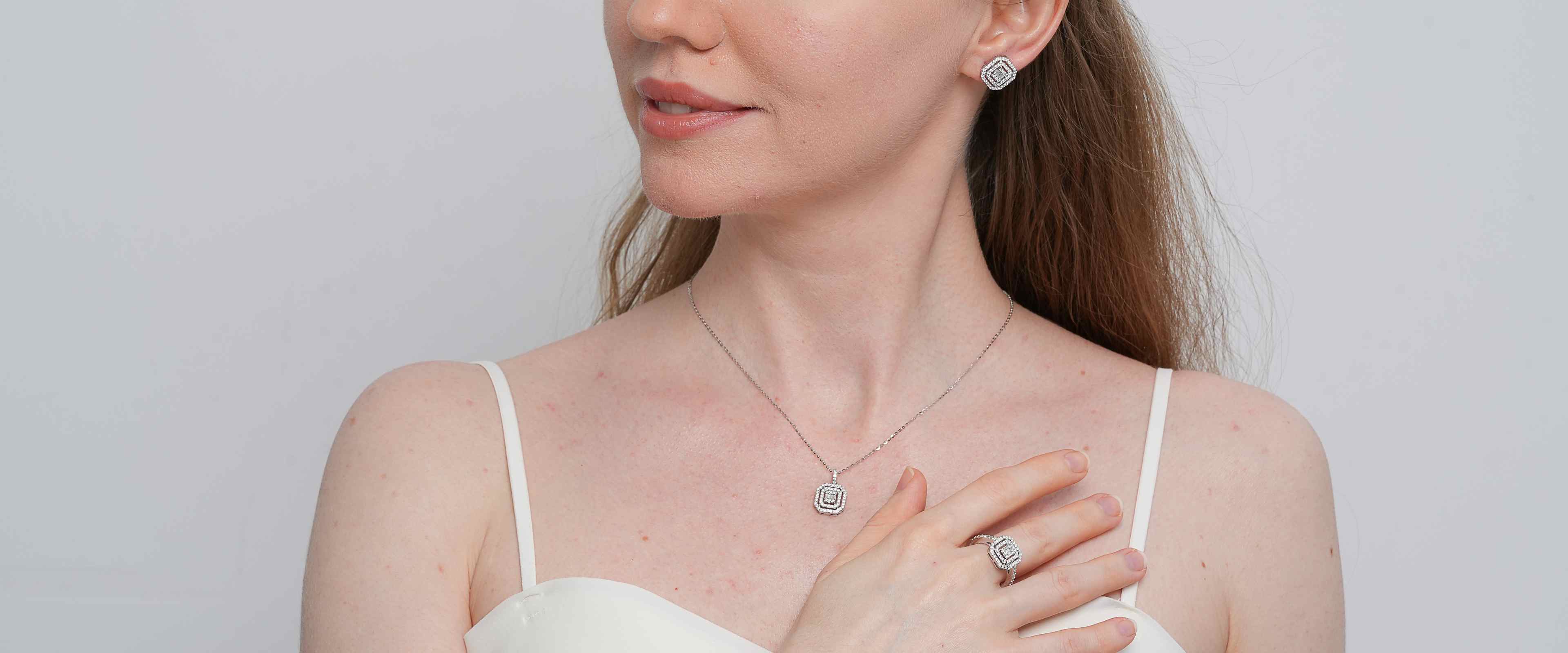 Shining Star Jewelry Sterling Silver Moissanite Engagement Bridal Jewelry Set Shining Star Jewelry Sterling Silver Moissanite Engagement Bridal Jewelry Set