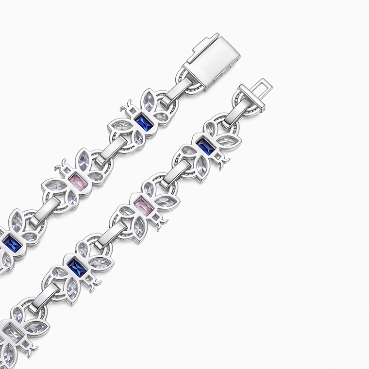 Shining Star Jewelry S925 Silver Color Moissanite Butterfly Cuban Bracelet Shining Star Jewelry S925 Silver Color Moissanite Butterfly Cuban Bracelet