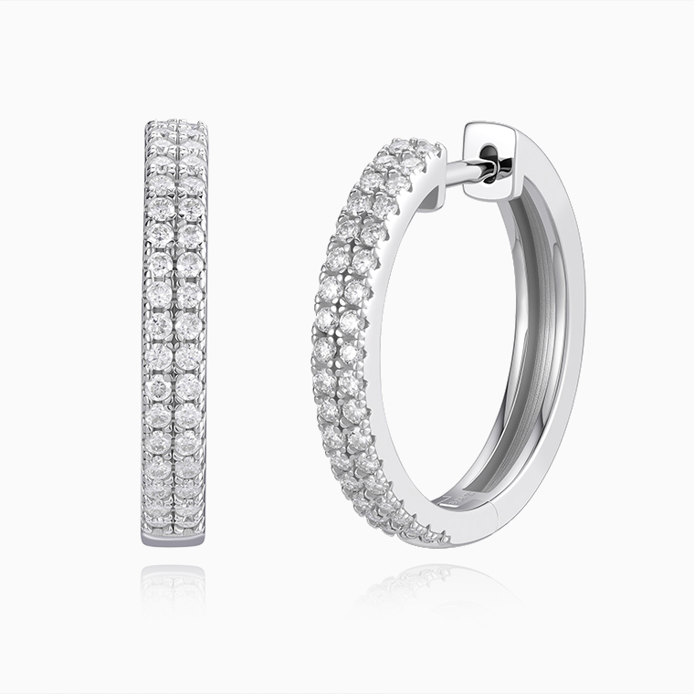 Shining Star Jewelry Trendi Women's 925 Sterling Silver Moissanite Hoop Earrings
