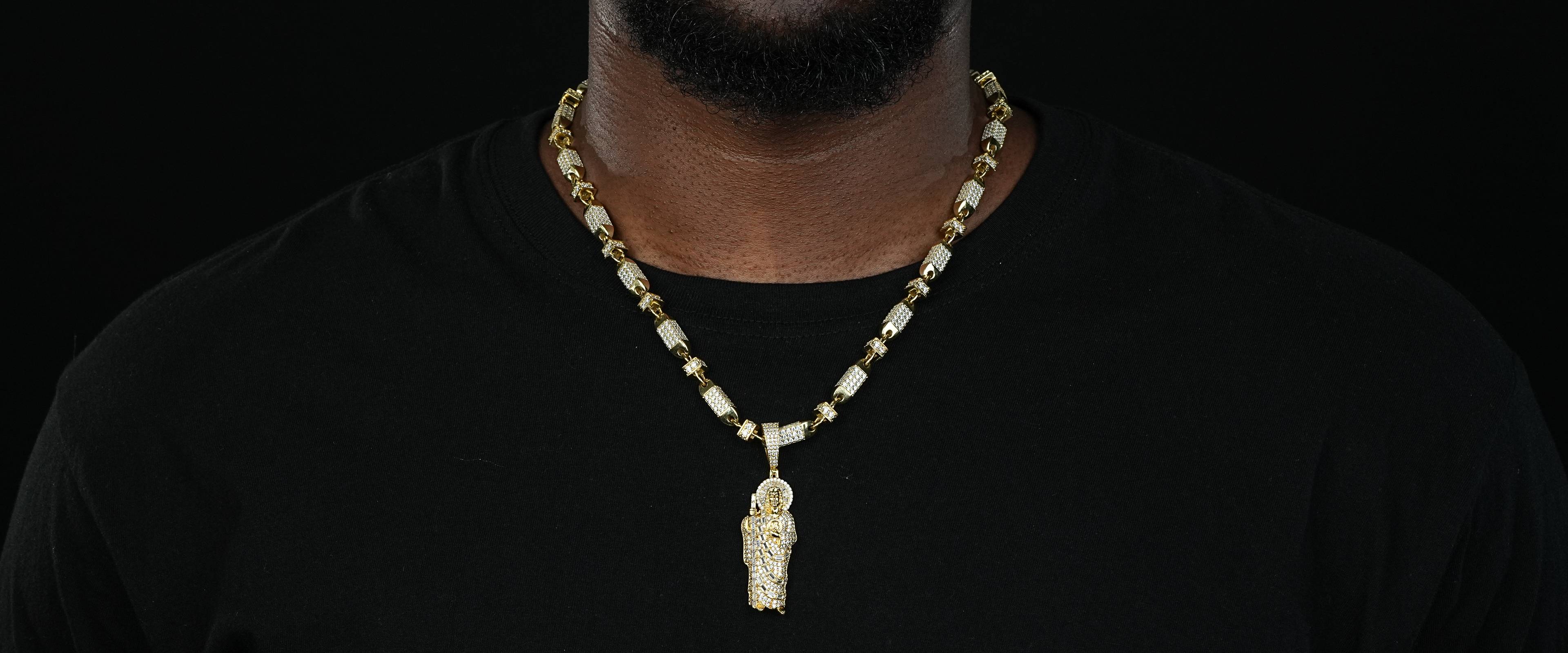 Shining Star Jewelry Men's Solid Silver St Jude San Judas Tadeo Iced Pendant