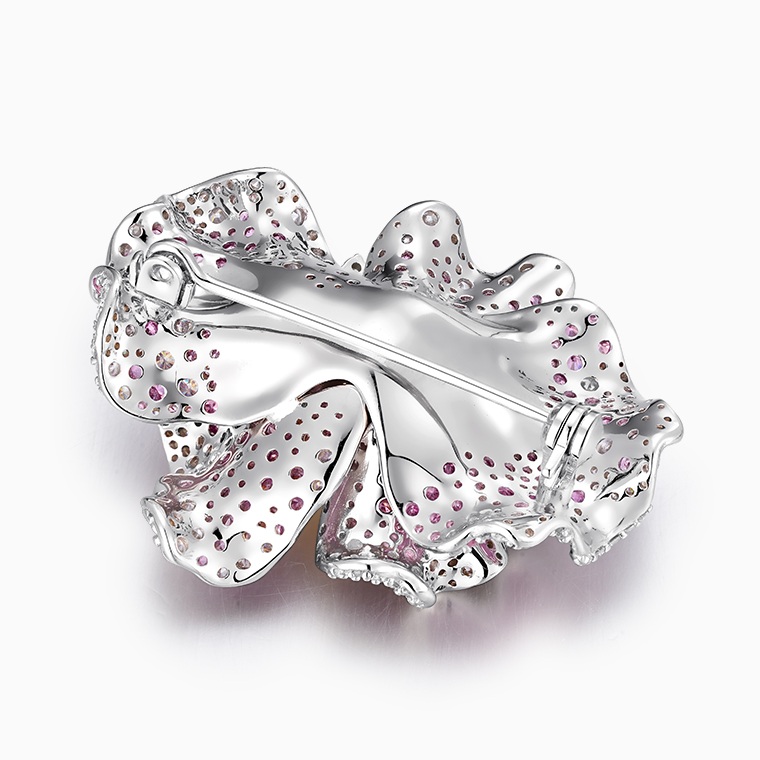 Shining Star Jewelry Women's 925 Silver Luxury Colored Diamond Flower Brooch Shining Star Jewelry Women's 925 Silver Luxury Colored Diamond Flower Brooch