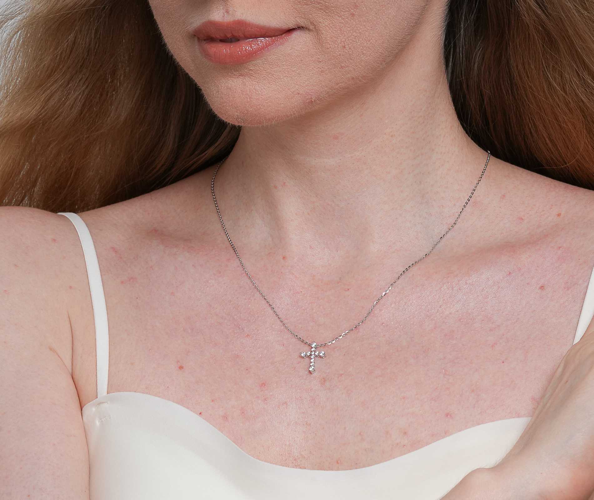Shining Star Jewelry Women's Adjustable Moissanite Cross Pendant Fine Necklace Shining Star Jewelry Women's Adjustable Moissanite Cross Pendant Fine Necklace