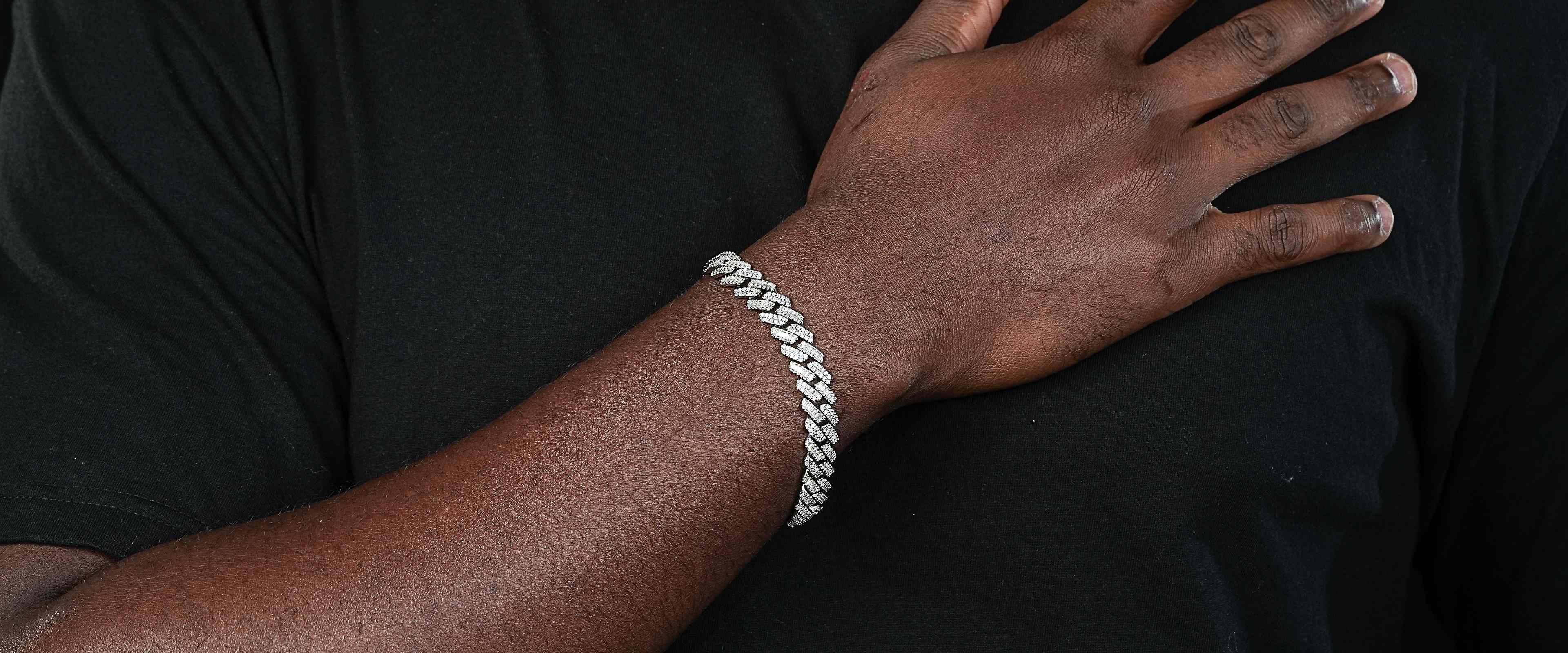 Shining Star Jewelry Round Baguette Cut Moissanite Iced Out Miami Cuban Bracelet