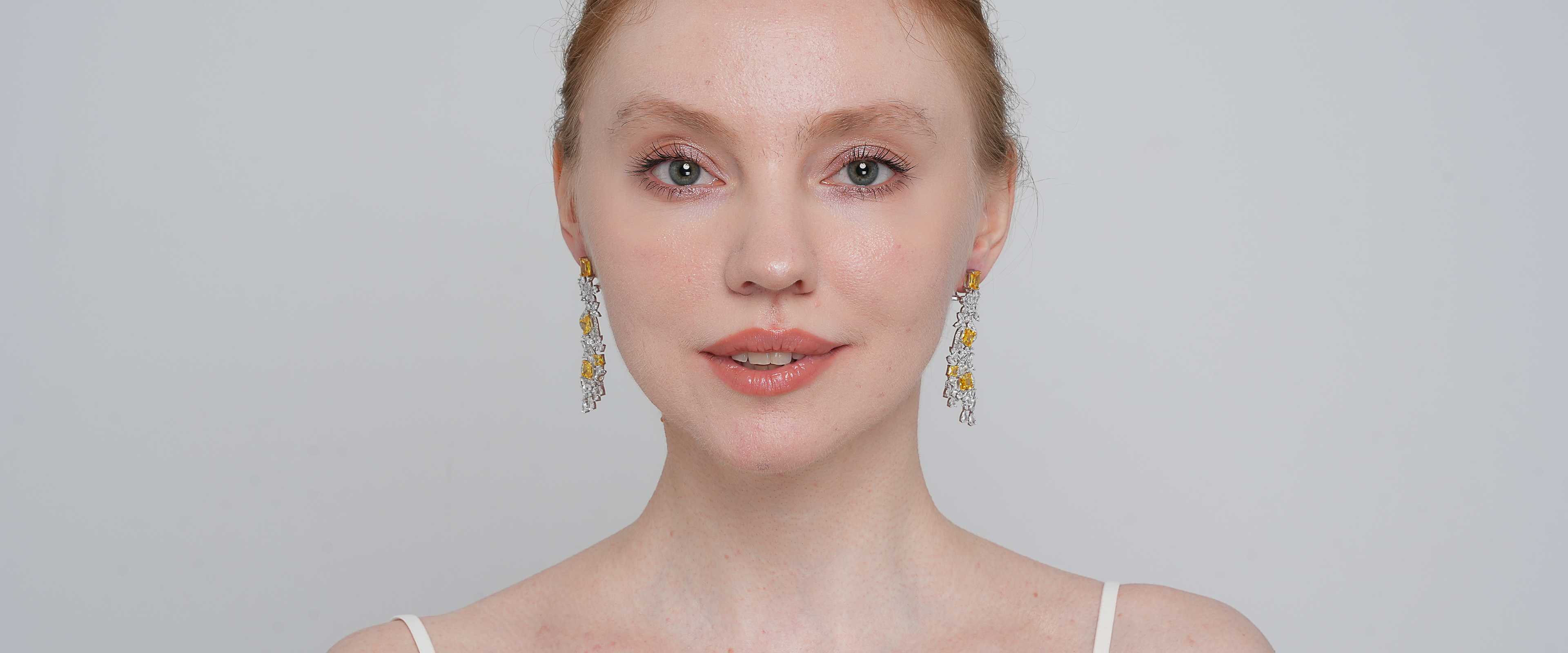 Shining Star Jewelry Luxury Yellow Zircon Iced Out Tassels Dangle Earrings Women
