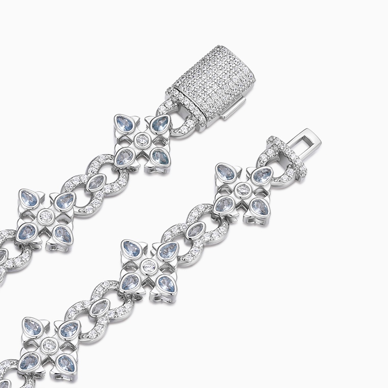Shining Star Jewelry Hip Hop Moissanite Sapphire Hollow Cross Infinity Bracele