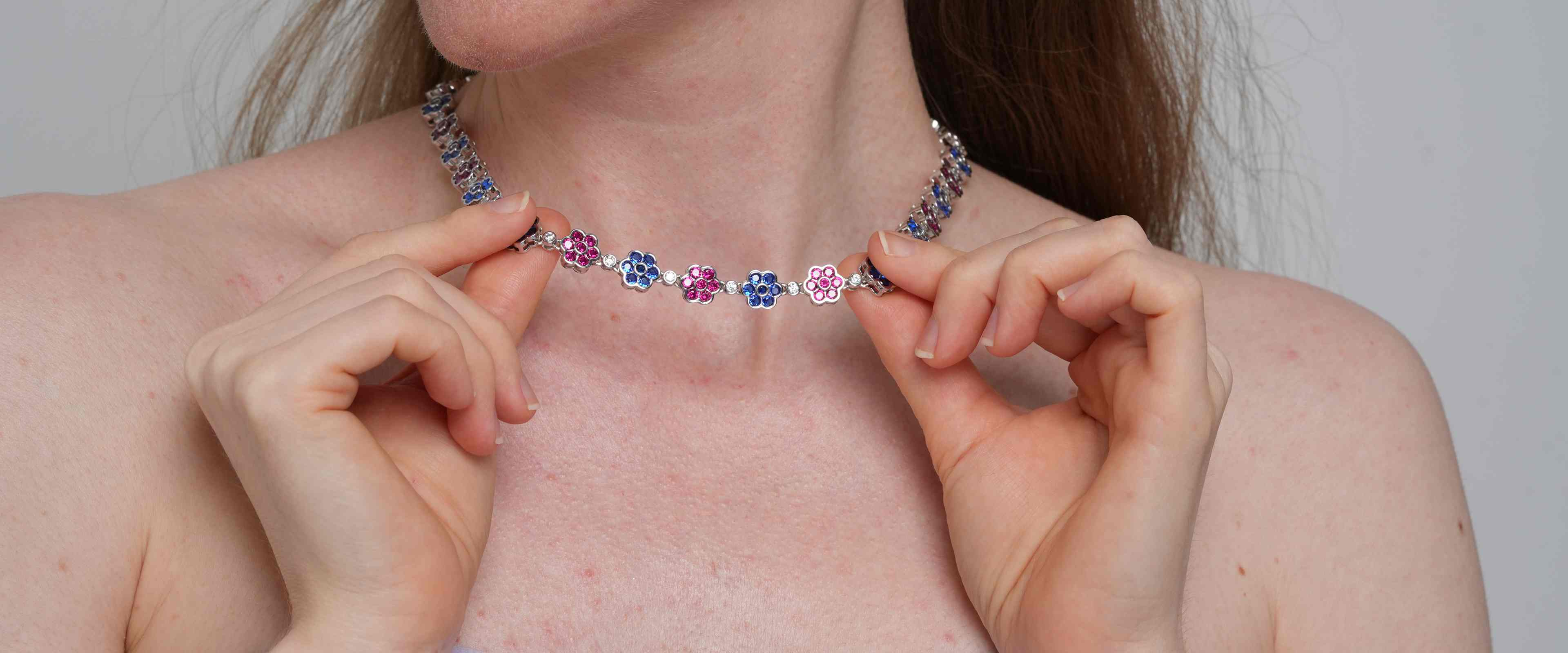 Shining Star Jewelry Iced Out Chain Wholesale Multi Color Flower Tennis Necklace Shining Star Jewelry Iced Out Chain Wholesale Multi Color Flower Tennis Necklace