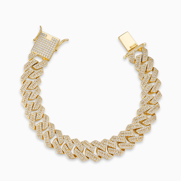 Men’s hip hop bracelet, iced out bracelet, sterling silver bracelet, gold bracelet