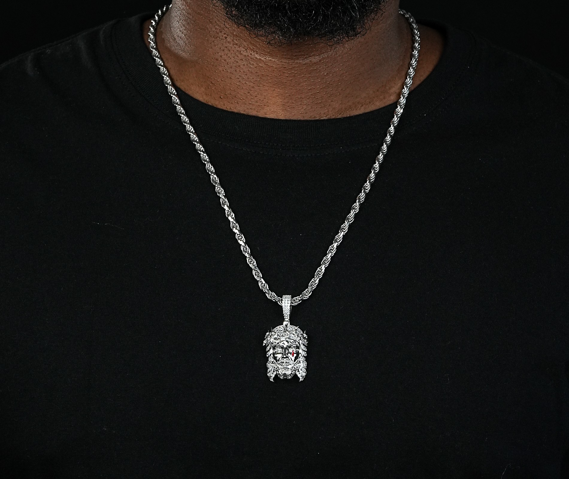 Shining Star Jewelry Trendy Charm Hip Hop 925 Silver Moissanite Jesus Pendant