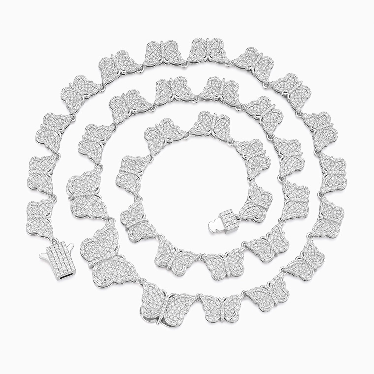 Shining Star Jewelry Fashionable Silver Iced Out Moissanite Butterfly Necklace Shining Star Jewelry Fashionable Silver Iced Out Moissanite Butterfly Necklace