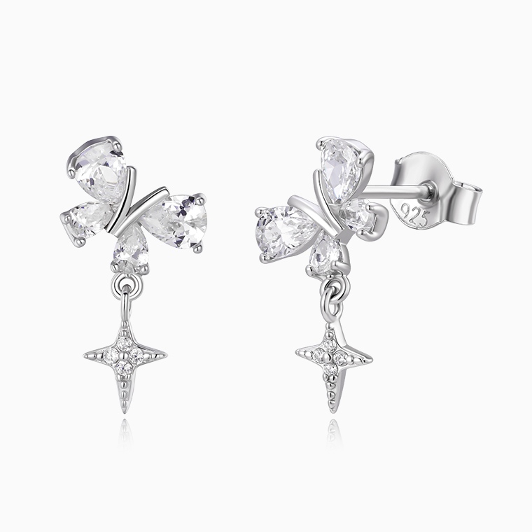 Shining Star Jewelry Fine Jewelry Silver Butterfly Earrings For Girls Shining Star Jewelry Fine Jewelry Silver Butterfly Earrings For Girls