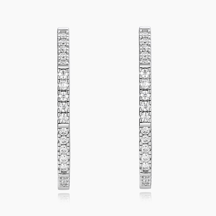 Shining Star Jewelry Fashionable Sterling Silver Zircon Women's Hoop Earrings
