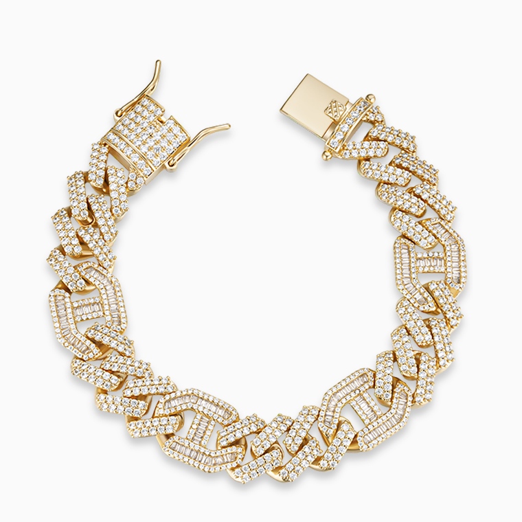 Men’s hip hop bracelet, iced out bracelet, sterling silver bracelet