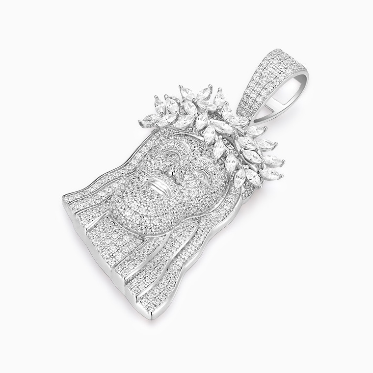 Shining Star Jewelry Bling Bling Iced 5A CZ 925 Silver Christian Jesus Pendant