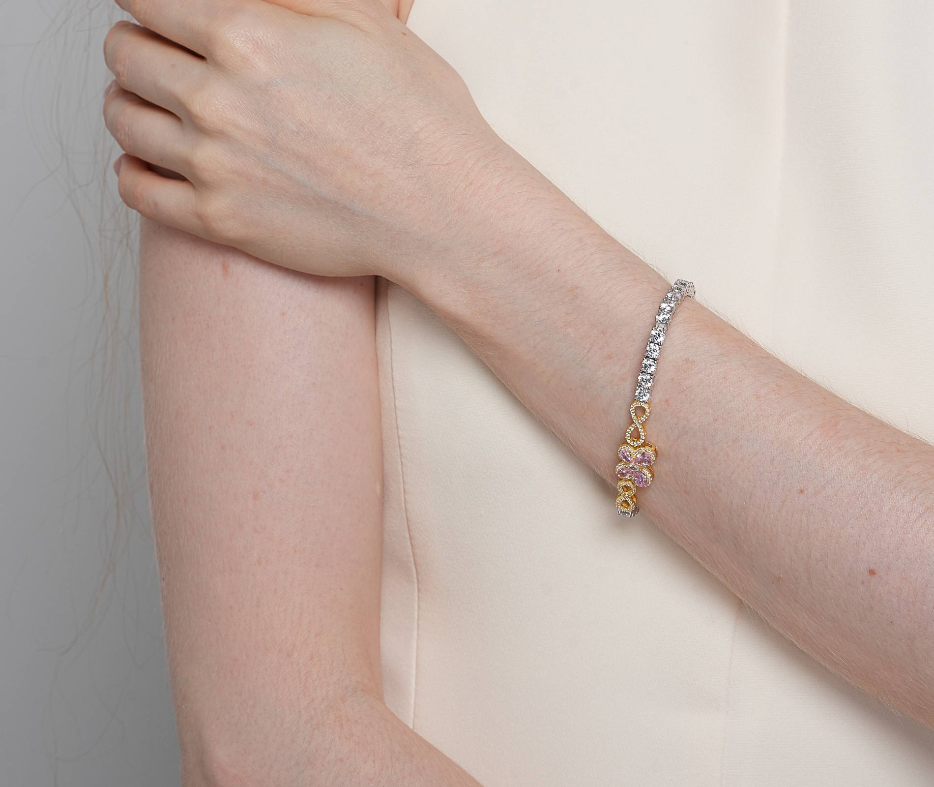 Shining Star Jewelry Colored Zircon Iced Out Two Tone Butterfly Tennis Bracelet Shining Star Jewelry Colored Zircon Iced Out Two Tone Butterfly Tennis Bracelet