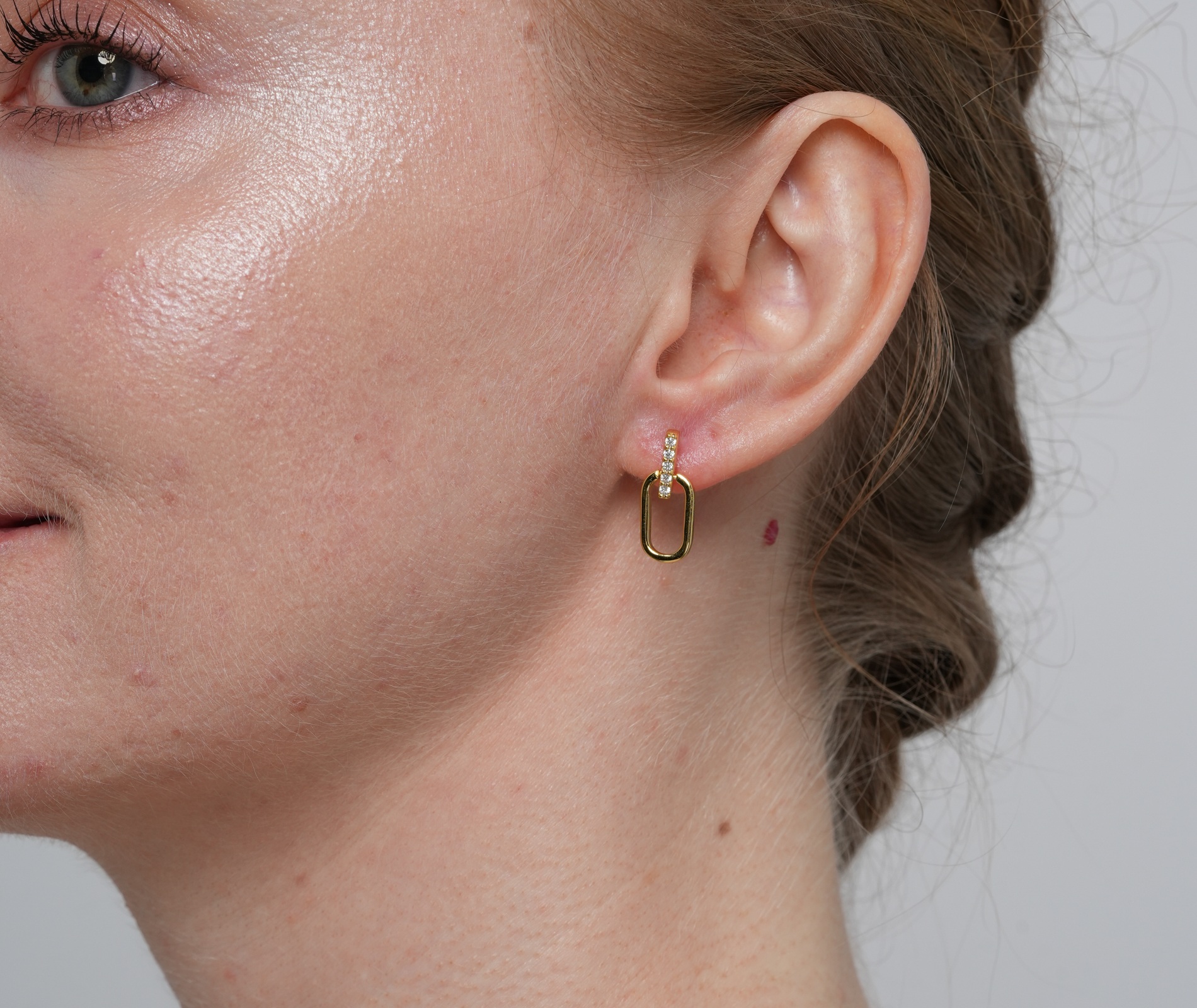 Shining Star Jewelry Simple Daily Style Solid 14K Gold CZ Dangling Stud Earrings