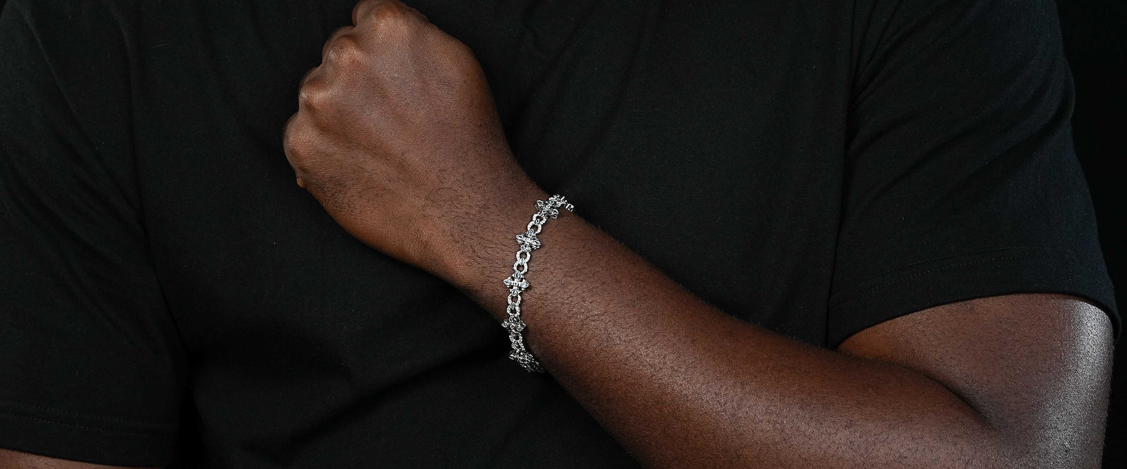 Shining Star Jewelry Hip Hop Moissanite Sapphire Hollow Cross Infinity Bracele