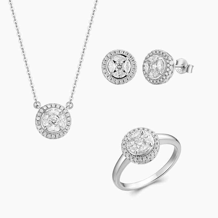 925 Sterling Silver & Moissanite Jewelry Sets 925 Sterling Silver & Moissanite Jewelry Sets