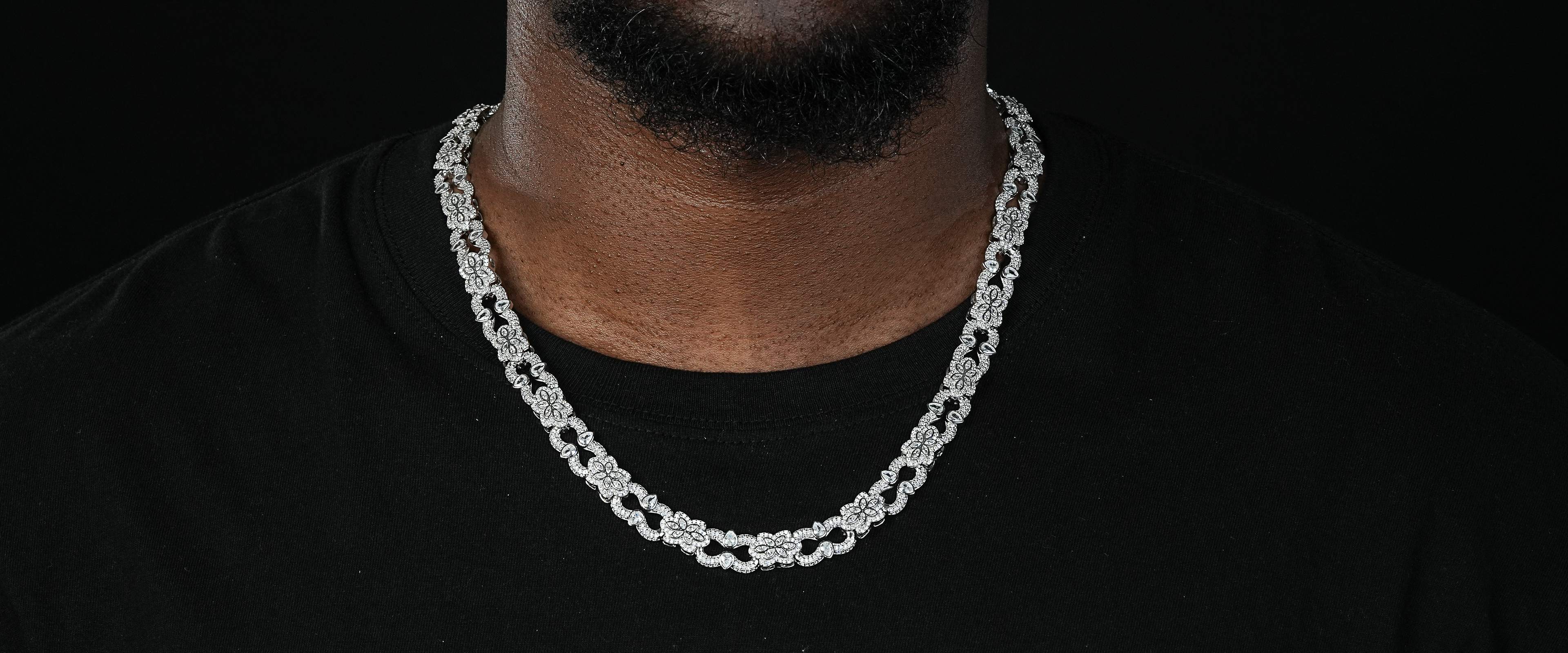 Shining Star Jewelry Unique Design Infinity Chain Moissanite Flowers Necklace