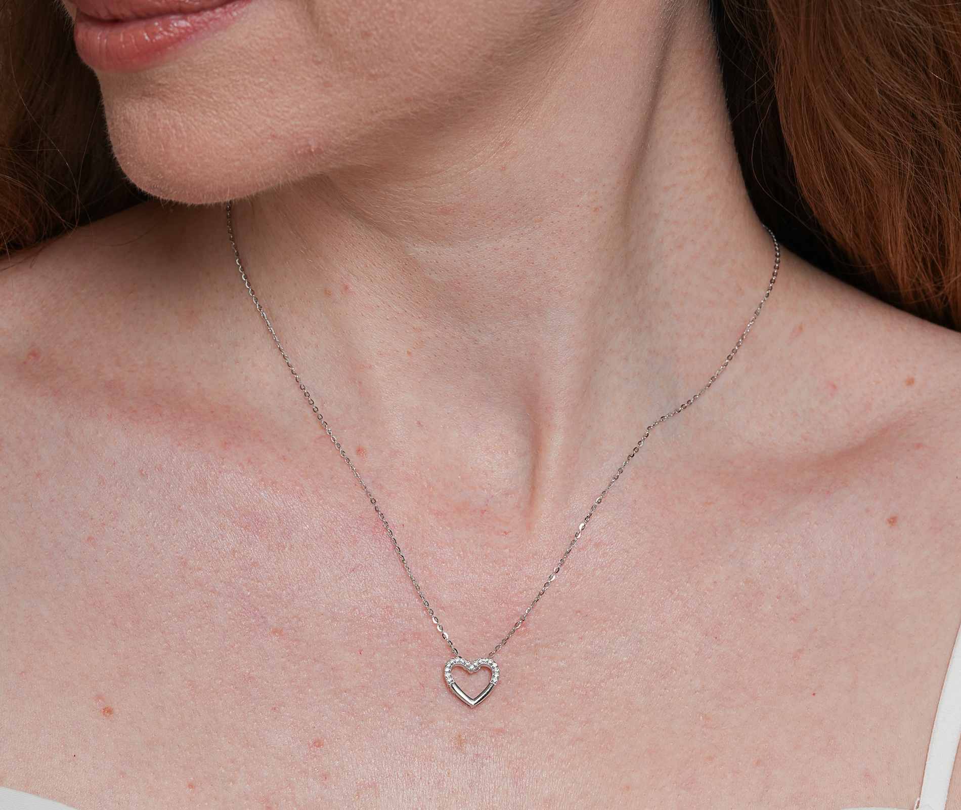 Shining Star Jewelry Adjustable Diamond Hollow Heart Shape Pendant Fine Necklace Shining Star Jewelry Adjustable Diamond Hollow Heart Shape Pendant Fine Necklace
