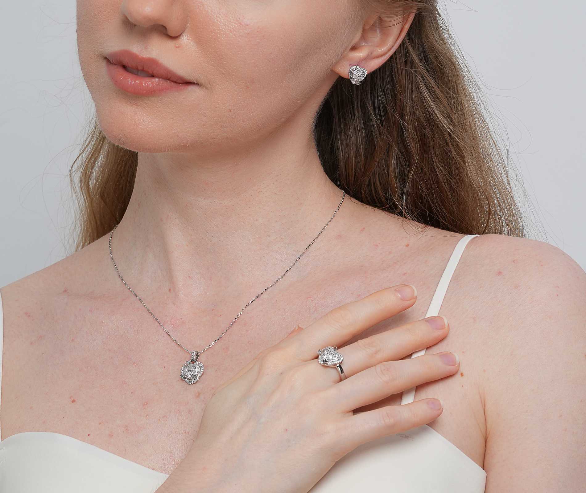 Shining Star Jewelry Luxury Wedding Women Cubic Zirconia Heart Fine Jewelry Set Shining Star Jewelry Luxury Wedding Women Cubic Zirconia Heart Fine Jewelry Set