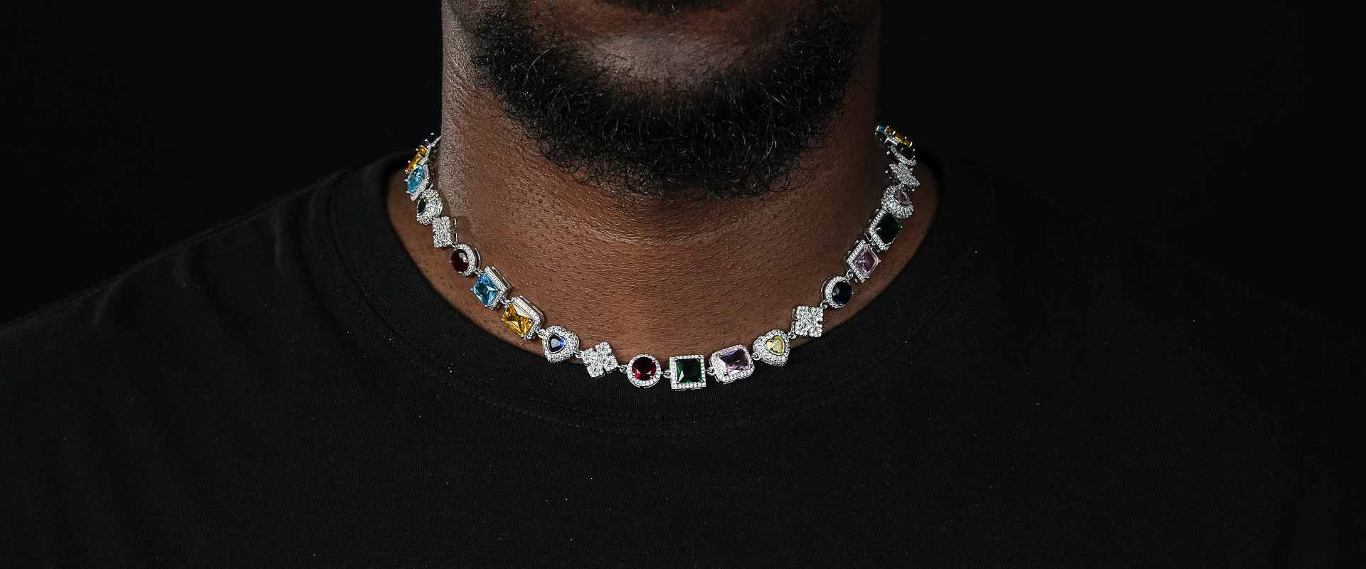 Shining Star Jewelry Gorgeous Colored Gemstones Various Shape Cuts Cross Necklace