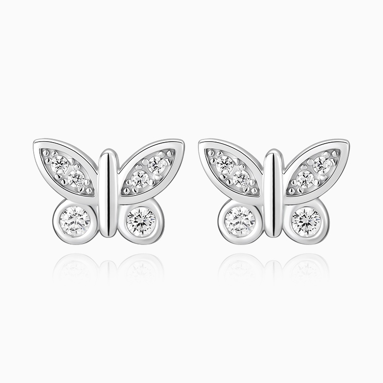 Shining Star Jewelry Women's Sterling Silver Moissanite Butterfly Stud Earrings
