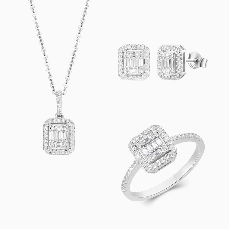 925 Sterling Silver & Moissanite Jewelry Sets