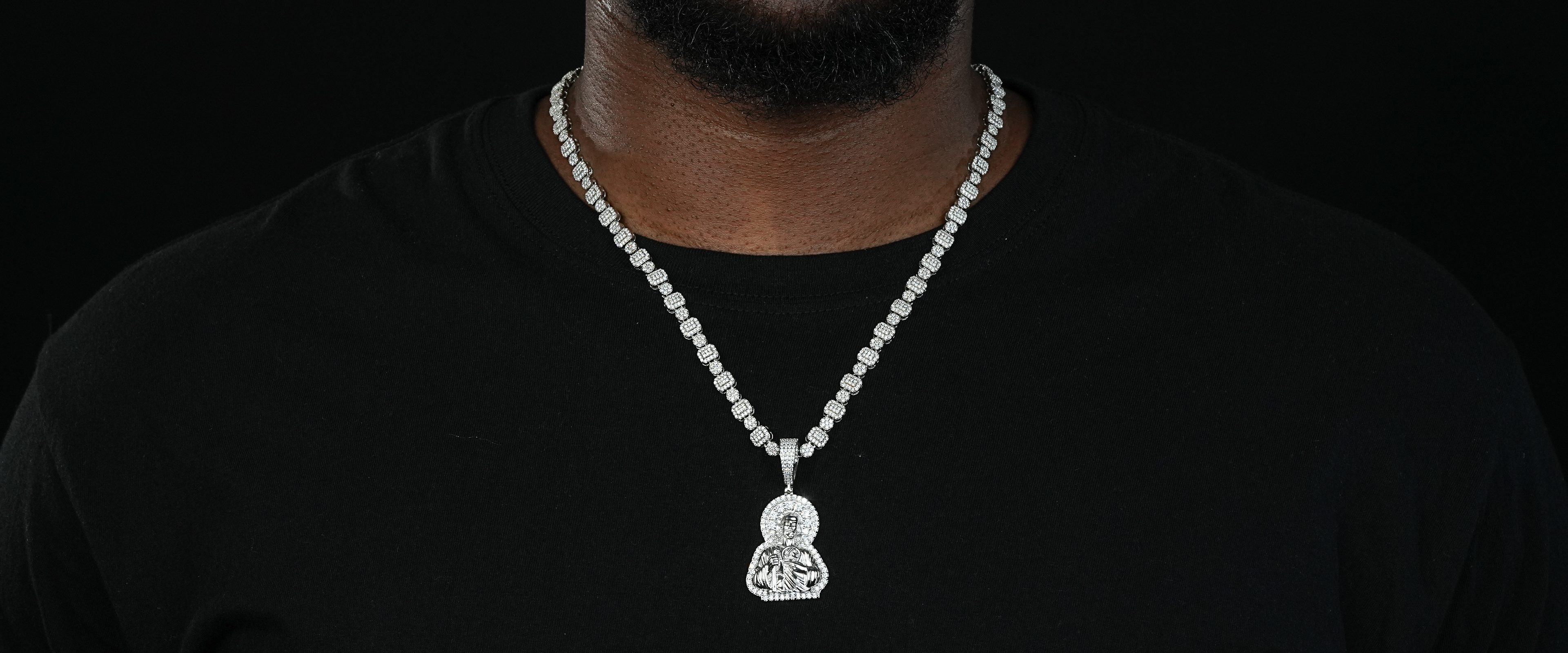 Shining Star Jewelry Christian Saint Jude San Judas Tadeo Diamond Charm Pendant