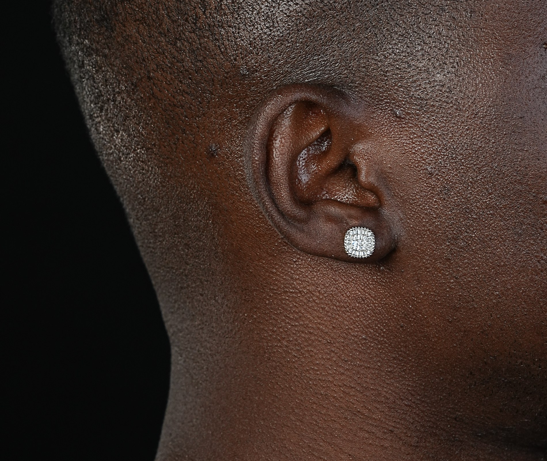 Shining Star Jewelry Hot Sale Baguette Zircon Men Hip Hop Iced Out Stud Earrings