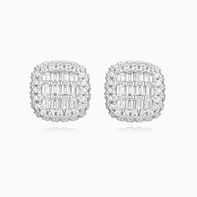 Shining Star Jewelry Baguette Cut Zircon Screw Back Stud Earrings Jewelry For Men