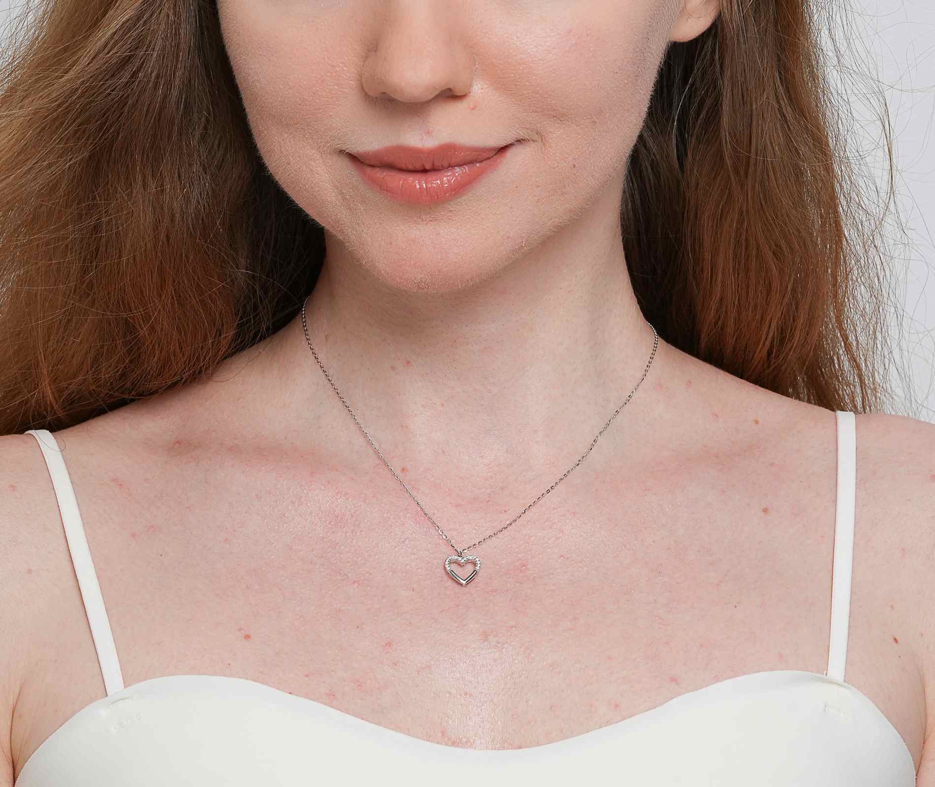 Shining Star Jewelry Adjustable Diamond Hollow Heart Shape Pendant Fine Necklace Shining Star Jewelry Adjustable Diamond Hollow Heart Shape Pendant Fine Necklace