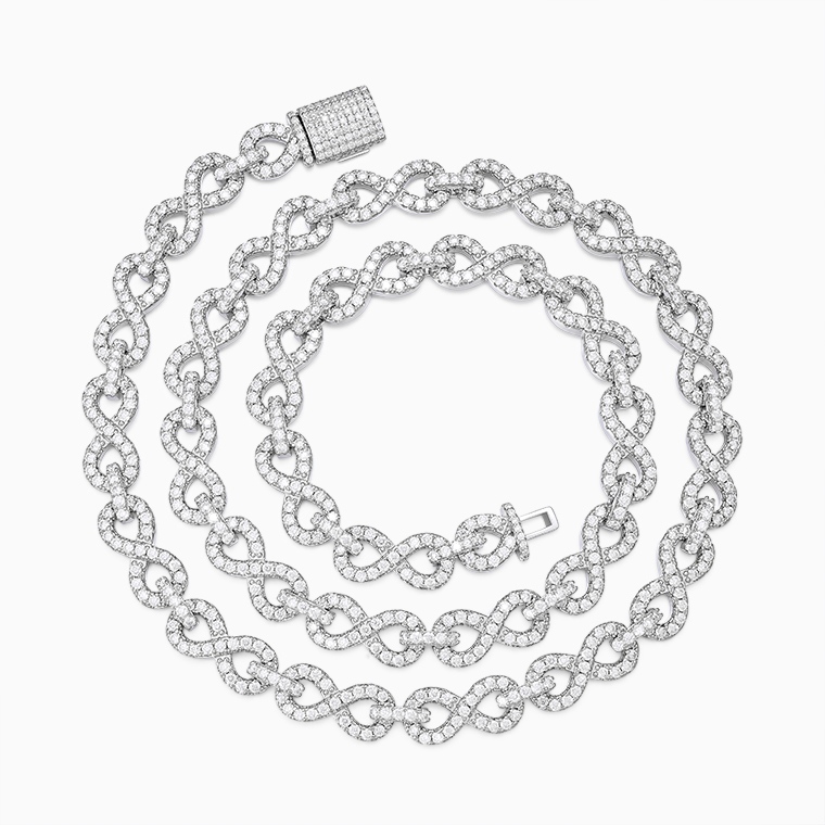 Shining Star Jewelry Fashionable 8mm 925 Silver Moissanite Thin Infinity Chain Shining Star Jewelry Fashionable 8mm 925 Silver Moissanite Thin Infinity Chain