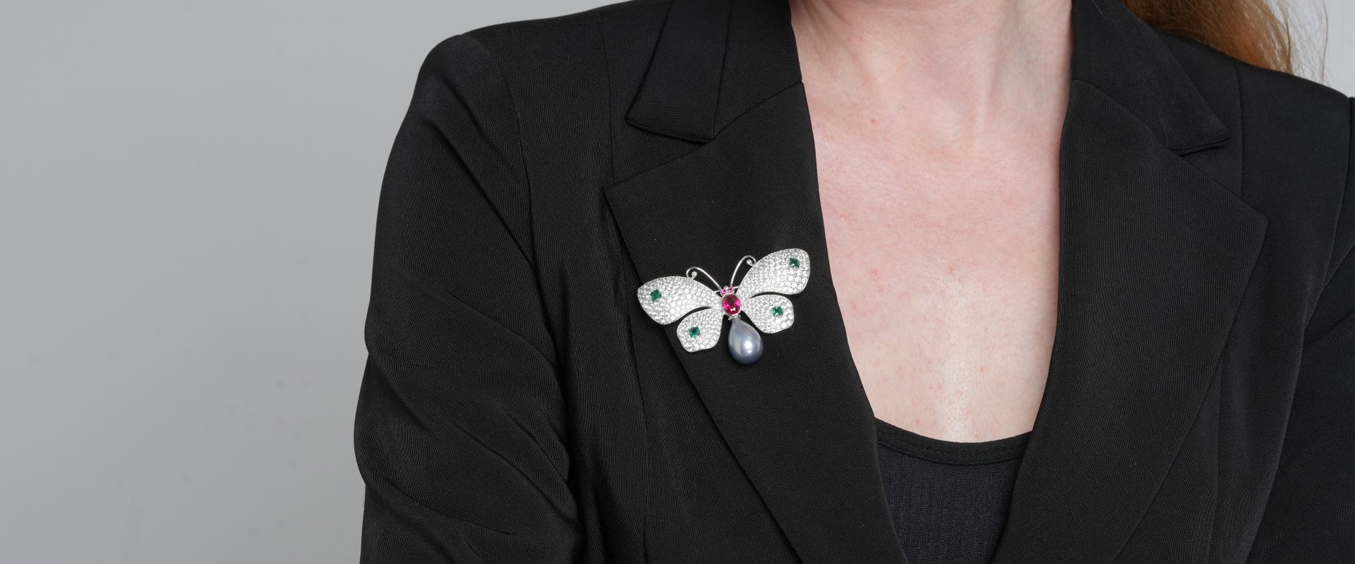 Shining Star Jewelry Women's Fashion Ruby Zircon 925 Silver Butterfly Brooch Shining Star Jewelry Women's Fashion Ruby Zircon 925 Silver Butterfly Brooch