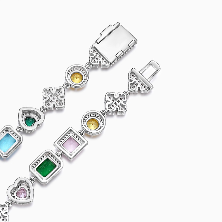 Shining Star Jewelry Gorgeous Colored Gemstones Various Shape Cuts Cross Necklace