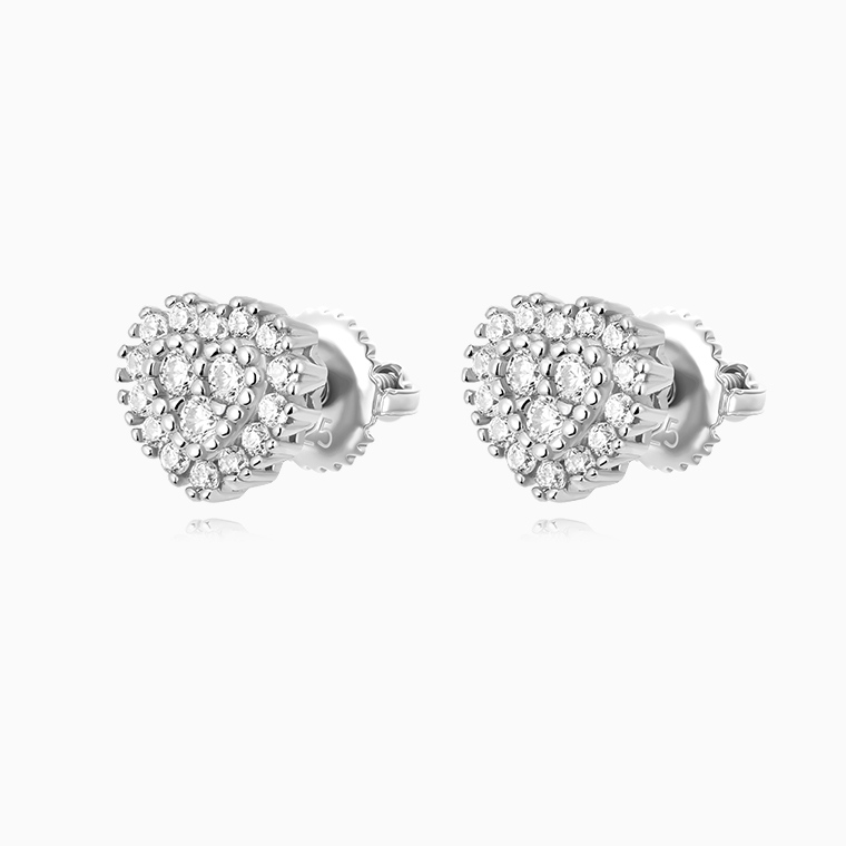 Shining Star Jewelry Trendy 925 Silver Fine Jewelry Moissanite Heart Earrings